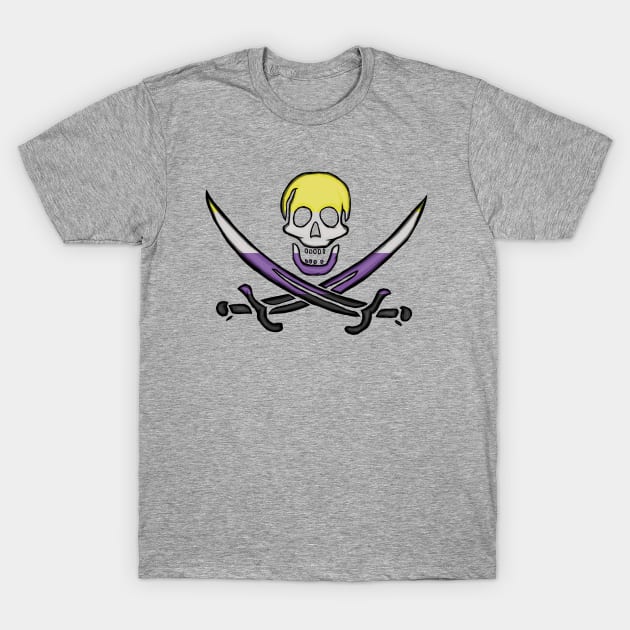 Nonbinary Pirate Pride T-Shirt by BeSmartFightDirty